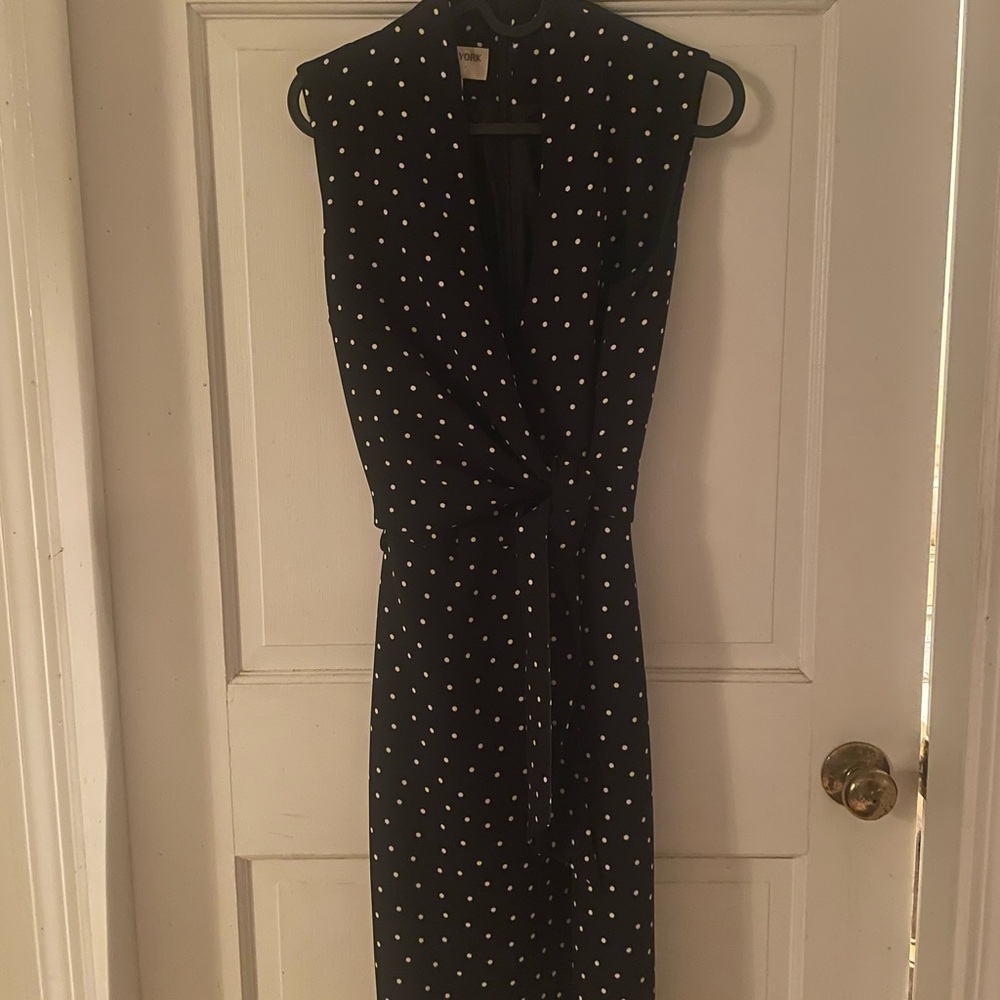 Jones New York Black and White Polka Dot Midi Dress